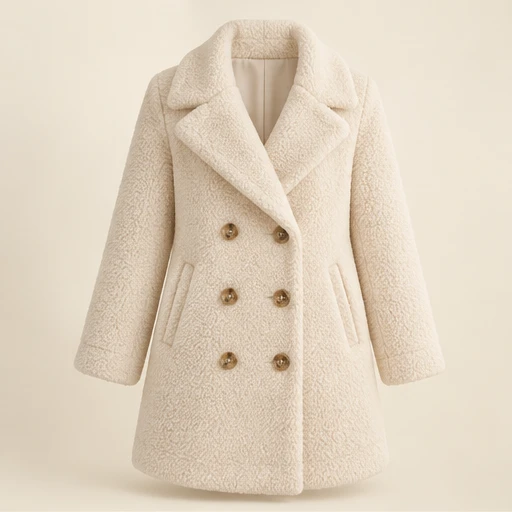 Winter Bloom Coat in Ivory Cream, front view