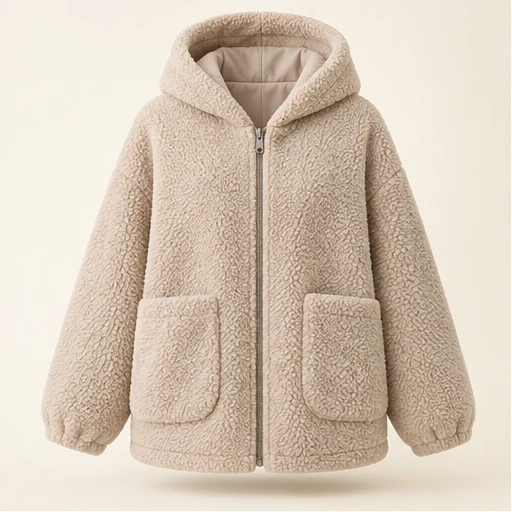Sunday Hooded Jacket in Oatmeal Beige, front view