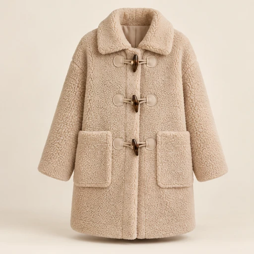 Milk Tea Toggle Coat in Milk Tea Beige, front view