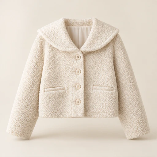 Cropped ivory Cozy Sailor Jacket